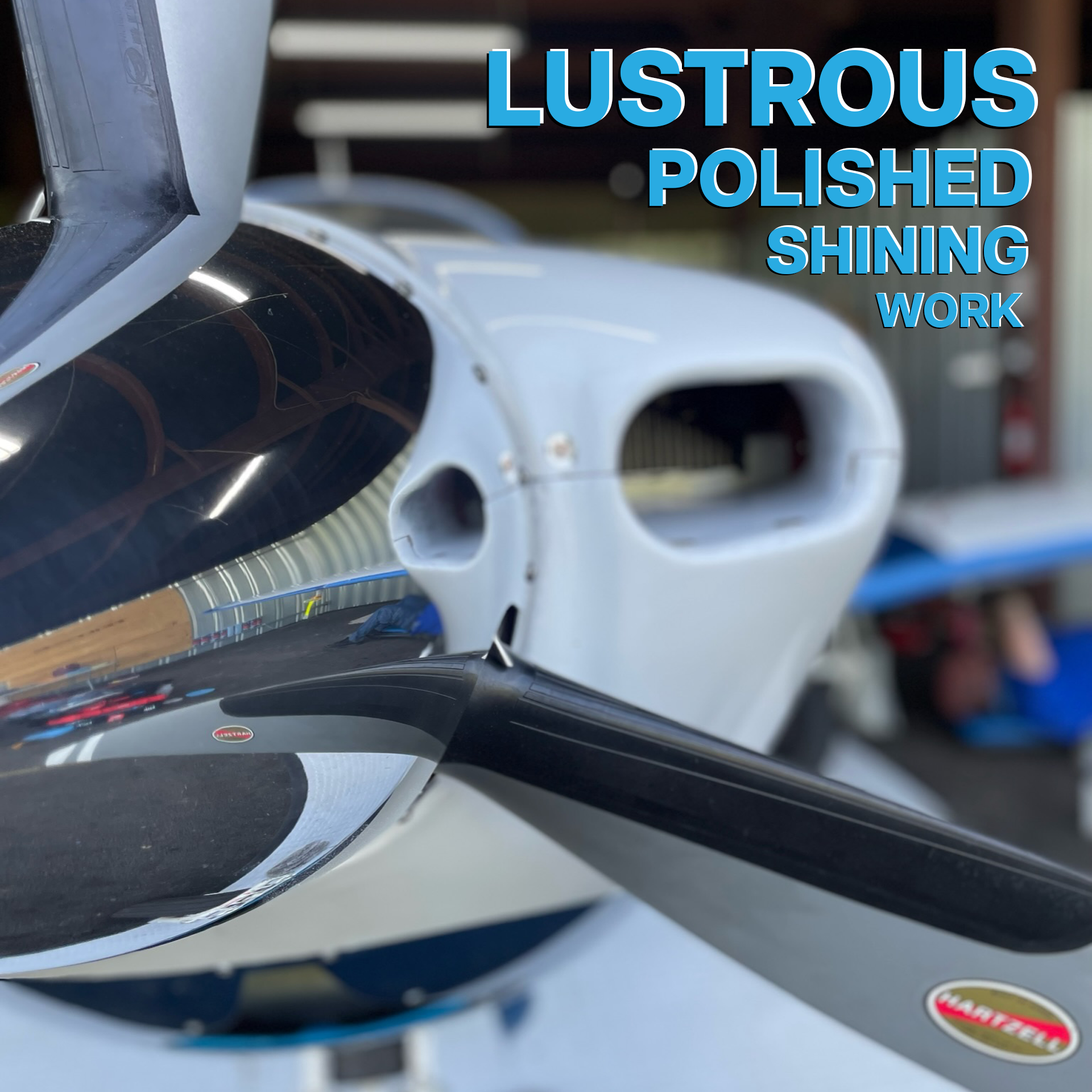 Professional Brightwork aluminum polish Detail Cleaning by Open Hangar on the spinner of a prop